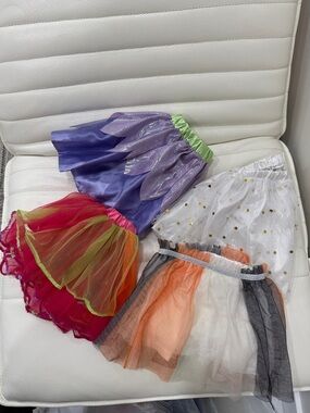 Colorful Girls' Tutu Skirt Set - Purple, Pink, Orange, White